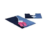 Relaxdays Lot de 2 tapis de bain avec motifs graphiques tapis de douche et tapis WC 80 x 50 cm salle de bain tapis lavable, bleu