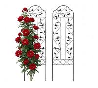 Relaxdays Lot de 2 Treillis, H x l : 115 x 32 cm, Vintage, métal, tuteur pour Plantes grimpantes, Jardin Noir