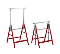 Tréteaux pliants Relaxdays, lot de 2, réglables en hauteur sur 7 positions, jusqu'à 200 kg, tréteaux pliants, atelier, acier, rouge/argent