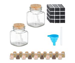 relaxdays Lot de 20 pots à épices avec couvercle en liège