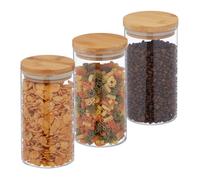 Relaxdays Lot de 3 bocaux en verre 1000 ml