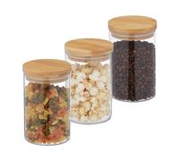Relaxdays Lot de 3 bocaux en verre avec couvercle