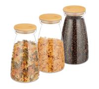 Relaxdays Lot de 3 bocaux ronds en verre 1400 ml