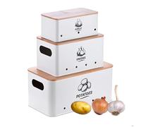 Relaxdays Lot de 3 boîtes de Rangement en métal pour légumes, 19x33x15 cm, Blanc