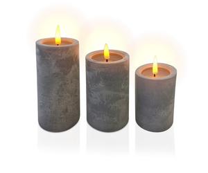 Relaxdays Lot de 3 bougies LED effet béton