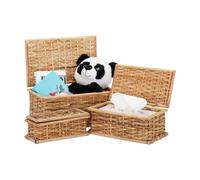 Relaxdays Lot de 3 corbeilles en rotin