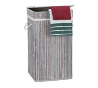 Relaxdays Lot de 3 corbeilles linge Bambou gris