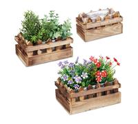 Relaxdays Lot de 3 jardinières au design clôture