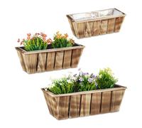 Relaxdays Lot de 3 jardinières en bois