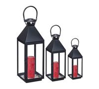 Relaxdays Lot de 3 lanternes noires