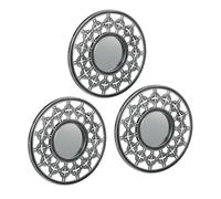 Relaxdays Lot de 3 miroirs, forme ronde avec ornements, diamètre : 25 cm, intérieur, décoration, vintage, argenté - gris