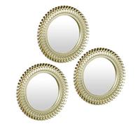 Relaxdays Lot de 3 miroirs, Forme Ronde avec Ornements, Salon, diamètre de 25 cm, décoration, Cadre en Plastique, doré