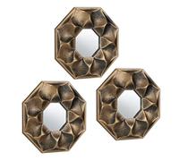 Relaxdays Lot de 3 miroirs, octogone avec Ornements, diamètre de 25 cm, décoration, Cadre en Plastique, doré