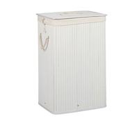 Relaxdays Lot de 3 paniers à linge bambou blanc