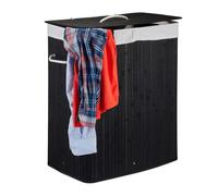 Relaxdays Lot de 3 paniers à linge bambou noir