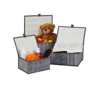 Relaxdays Lot de 3 paniers de rangement en bambou