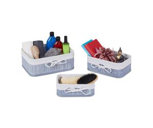 Relaxdays Lot de 3 paniers de rangement en bambou