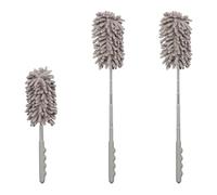 Relaxdays Lot de 3 plumeaux à poussière, télescopiques, Jusqu’à 77 cm, Microfibre Lavable, pour Voiture & Maison, Gris