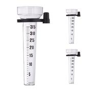 Relaxdays Lot de 3 pluviomètres, avec Fixation, Accessoire pour Jardin, barème 35 mm/m², Plastique, Transparent - Noir