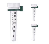 Relaxdays Lot de 3 pluviomètres, avec Fixation, Accessoire pour Jardin, barème 35 mm/m², Plastique, Transparent - Vert