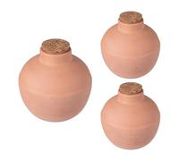 Relaxdays Lot de 3 Pots en Terre Cuite 800 ML, arrosage racinaire, Serre,Dimensions 13x14x14 cm