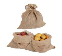 Relaxdays Lot de 3 sacs en jute