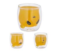 Relaxdays Lot de 3 tasses double paroi motif ours