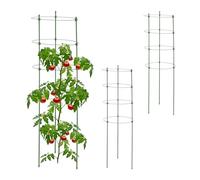 Relaxdays Lot de 3 Tuteurs à tomates, Support 91 cm, en métal, pour concombres, Roses, Aide à la Croissance, Ronds, Vert