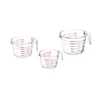 Relaxdays Lot de 3 Verres mesureurs, Carafe graduée 250 ML, 500 ML, 1 L, résistant Chaleur et Micro-Ondes, Transparent