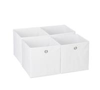 Relaxdays Bac de rangement, lot 4, corbeille pliable, trou pratique, H x L x P : 30 x 30 x 30 cm, pour étagère, blanc