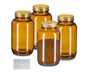 Relaxdays Lot de 4 bocaux en verre