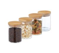 Relaxdays Lot de 4 bocaux en verre avec couvercle