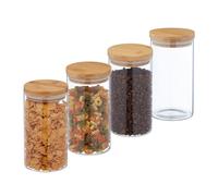 Relaxdays Lot de 4 bocaux en verre avec couvercle