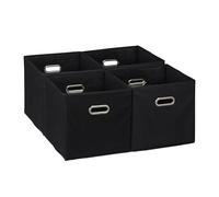 Relaxdays Boîtes de rangement Lot de 4 pliables 30×30×30 cm, poignées, panières pour étagère Noir