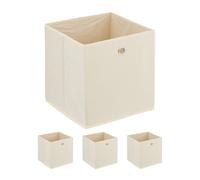 Relaxdays Lot de 4 boîtes de rangement en beige