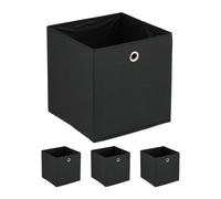Relaxdays Lot de 4 boîtes de rangement noires