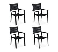 Relaxdays Lot de 4 chaises de jardin noires