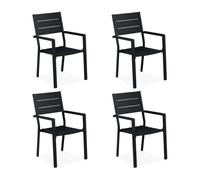 Relaxdays Lot de 4 chaises de jardin noires