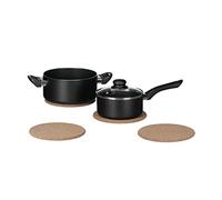 Relaxdays Lot de 4 dessous de plat en liège ronds pour casseroles et poêles, résistant à la chaleur, 19 cm de diamètre, naturel