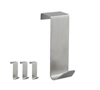 Relaxdays Lot de 4 patères de porte acier inox