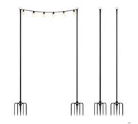 Relaxdays Lot de 4 poteaux 3 m en métal noir pour guirlandes, jardin/extérieur, mât 2-en-1 sol et clôture