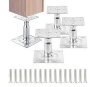 Relaxdays lot de 4 supports de poteaux, réglable 100-150 mm, protection du bois 9,5 x 9,5 cm, pied en acier, argenté