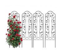 Relaxdays Lot de 4 Treillis pour Plantes grimpantes, H x l : 115 x 32 cm, Vintage, métal, tuteur pour Plantes grimpantes, Jardin Noir