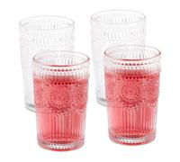 Relaxdays Lot de 4 verres avec motifs 400 ml