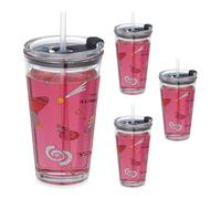 Relaxdays Lot de 4 verres avec motifs espace