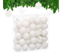 Relaxdays Boule de Noël, lot Pratique de 50, Plastique Robuste, pour décorer Le Sapin, diamètre : 6 cm, Blanche
