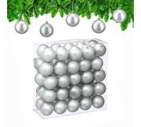 Relaxdays Boule de Noël, lot Pratique de 50, Mate, Plastique Robuste, pour Le Sapin, diamètre : 6 cm, argentée