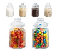 Relaxdays Lot de 6 bocaux en verre 1000 ml
