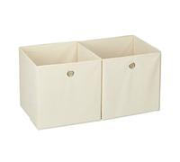 Relaxdays Lot de 6 boîtes de rangement en tissu carré pour étagère - 30 x 30 x 30 cm - Beige