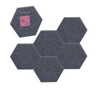 Relaxdays Lot de 6 pense-bêtes hexagonaux gris